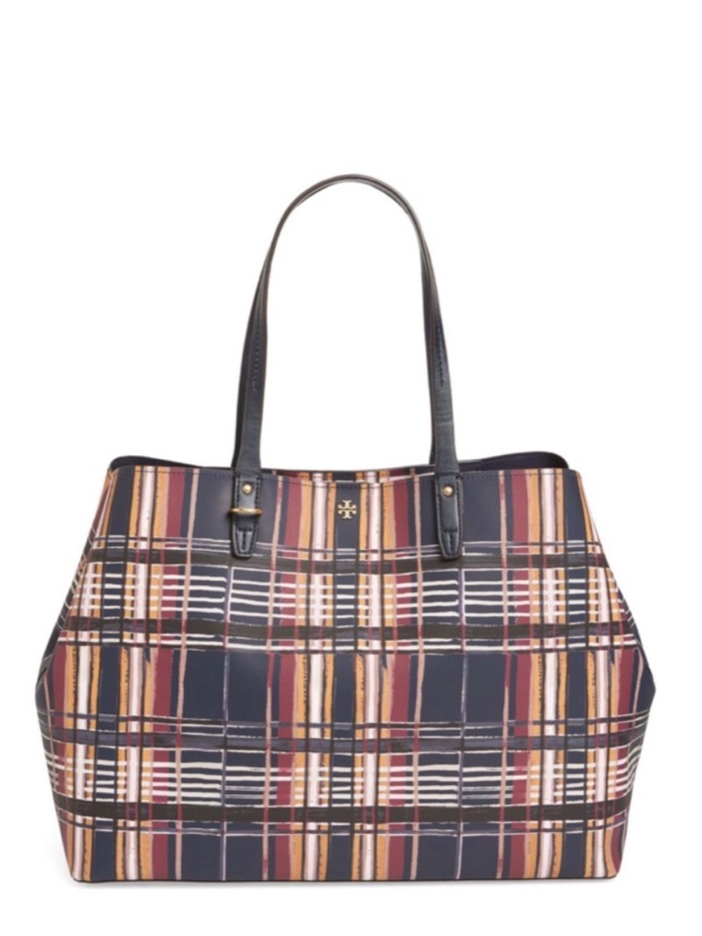 Tory Burch Carrington Philly Plaid Coated Canvas Large Tote